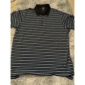 Adidas Climalite Golf Polo Shirt Mens 2XL Black Striped Short Sleeve